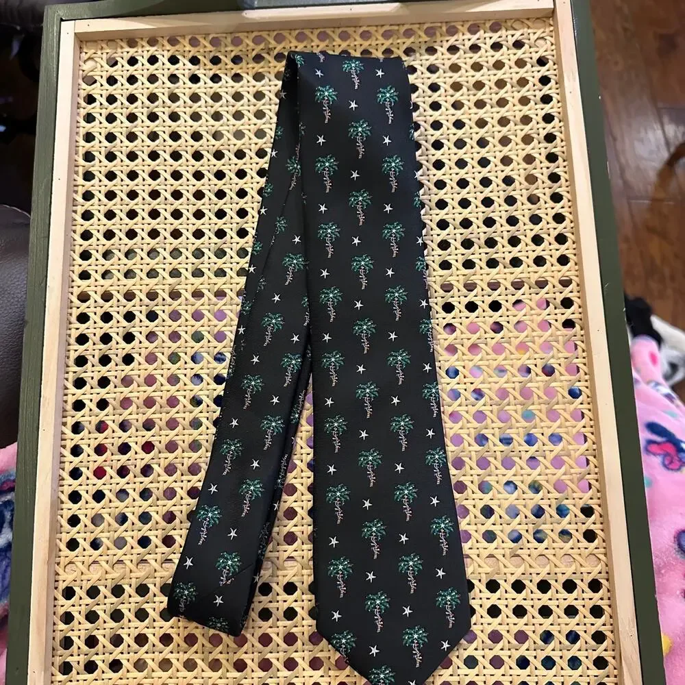 Knotty & Nice Men’s Holiday Tie with Palm Trees with Christmas Lights & Stars